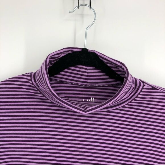 J. JILL Striped Jersey Turtleneck Top Purple Size Petite Medium - Picture 2 of 5